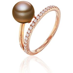 Luna-Pearls - 005.1088-56 - Ring - 750/-Roze goud met Zoetwater gekweekte parel - Maat 56