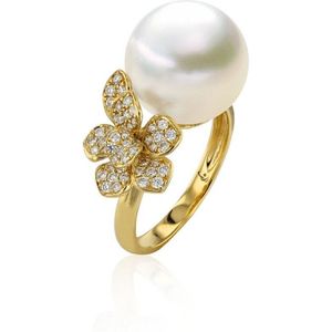 Luna-Pearls - 005.1062-53 - Ring - 585/-Geel goud met Zoetwater gekweekte parel - Maat 53