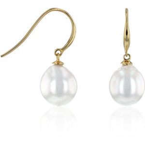 Luna-Pearls - 314.0327 - Oorhaken - 750/-Geel goud met Zoetwater gekweekte parel en Diamanten