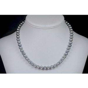 Luna-Pearls Akoya Parelsketting Zilver-Grau HKS110