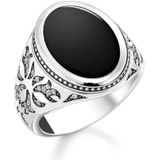 Thomas Sabo - Ring - Zwart - Zilver - Gezwarte Textuur - Zirkoon