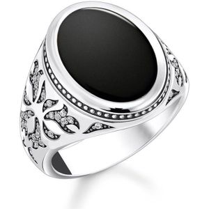 Thomas Sabo - Ring - Zwart - Zilver - Gezwarte Textuur - Zirkoon