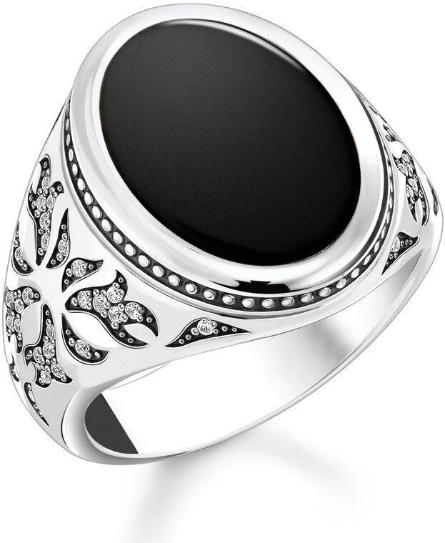 Thomas Sabo - Ring - Zwart - Zilver - Gezwarte Textuur - Zirkoon
