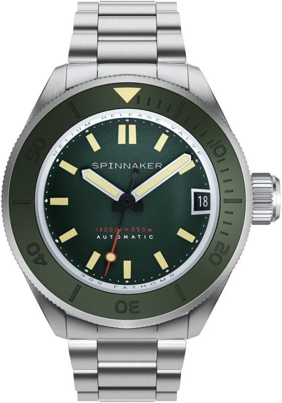Spinnaker - Polshorloge - Zilver - RVS - Groen Wijzerplaat