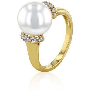 Luna-Pearls - 005.1063-54 - Ring - 585/-Geel goud met Zoetwater gekweekte parel - Maat 54