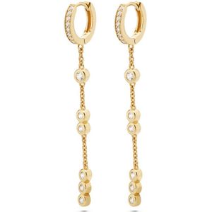 Jette - 89208040 - Oorbellen - Geel Goud Verguld - 925 Zilver - Met Zirkonia