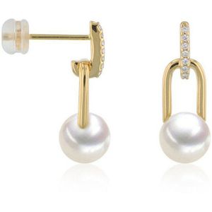 Luna-Pearls - 312.1669 - Oorbellen - 585/-Geel goud met Zoetwater gekweekte parel