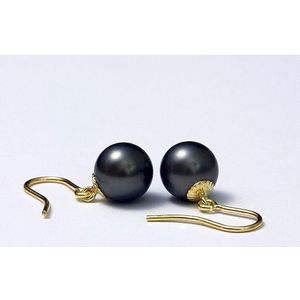 Luna-Pearls - Dames Oorbellen - 750 / - geel goud - parel - O88