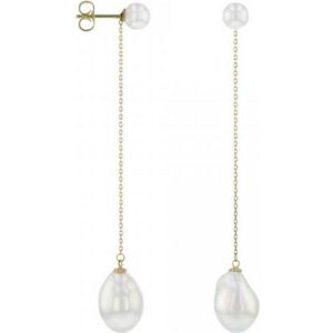 Luna-Pearls - 311.1932 - Oorbellen - Zoetwater gekweekte parel 6-10mm - 18K geelgoud