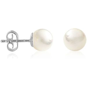 Luna-Pearls - 311.2076 - Oorbellen - 750/-Wit goud met Zoetwater gekweekte parel en Diamanten