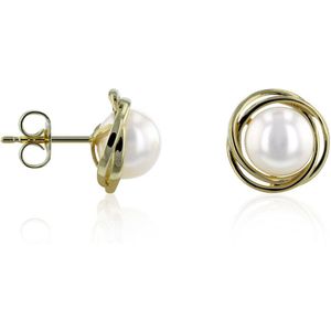 Luna-Pearls - 311.1749 - Oorbellen - Zoetwater gekweekte parel 7,5-8mm - 14K geelgoud