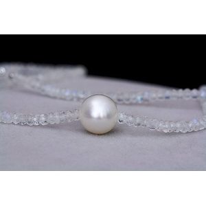 Luna-Pearls Edelsteen-Halsketting met Gekweekte Parel
