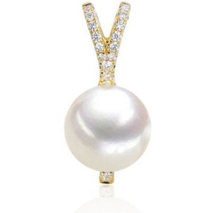 Luna-Pearls - 202.1689 - Hanger - 585/-Geel goud met Zoetwater gekweekte parel en Diamant