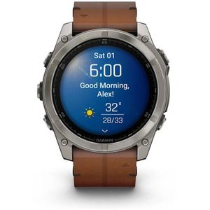 Garmin - 010-02905-40 - Smartwatch - Fenix 8 Sapphire - Leren band bruin