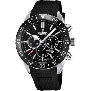 Festina Ceramic Horloge - Festina heren horloge - Zwart - diameter 44 mm - roestvrij staal