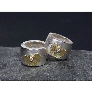 ARS zilveren oorbellen met 750 geelgoud en diamant 15399