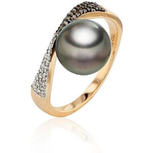 Luna-Pearls - 005.1076-53 - Ring - 750/-Geel goud met Zoetwater gekweekte parel - Maat 53