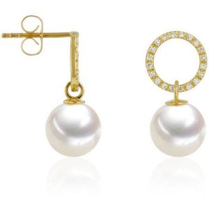 Luna-Pearls - 312.1688 - Oorbellen - 750/-Geel goud met Zuidzee gekweekte parel en Diamanten