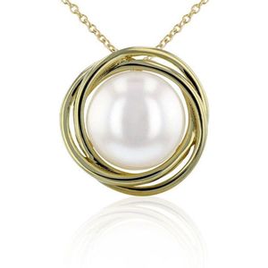 Luna-Pearls - 204.1401 - Hanger - 585/-Geel goud met Zoetwater gekweekte parel en Diamant