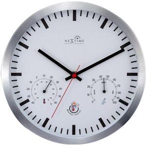 NeXtime - 90513WI - Wandklok met weerstation - 25cm - zilver -  radio