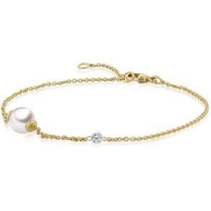 Luna-Pearls - 104.0551 - Armband - 585/-Geel goud met Zoetwater gekweekte parel