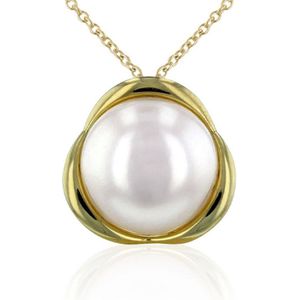 Luna-Pearls - 204.1402 - Hanger - 585/-Geel goud met Zoetwater gekweekte parel en Diamant