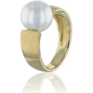 Luna-Pearls - 008.0428-56 - Ring - 585/-Geel goud met Zoetwater gekweekte parel en Diamanten - Maat 56