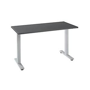 Bureau Start Off Home Office, B 1300 x D 650 x H 735 mm, T-voet, grafiet/blank aluminiumkleurig