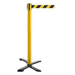 Afzetpaal GLA 10, L 350 x B 350 x H 1000 mm, met kruisvoet, trekband 4 m, geel