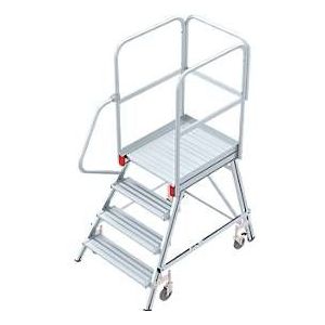 Aluminium platform met wielen, eenzijdig, 4 treden