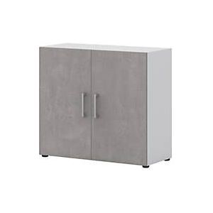 Home Office archiefkast TEMPIO, van hout, 2 deuren, 2 OH, B 800 x D 340 x H 720 mm, wit/beton