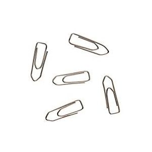 Paperclips, zonder rond uiteinde, vernikkeld, 1000 stuks, lengte: 26 mm