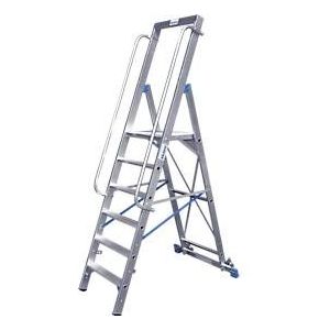 Trapladder, met groot platform, aluminium, met 6 treden