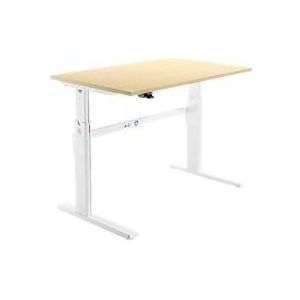 Schäfer Shop  Select Bureau, elektrisch in hoogte verstelbaar, rechthoekig, C-poot, ahorn/wit, B 1200 mm