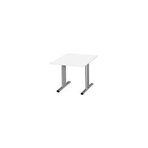 Schäfer Shop  Select Vergadertafel Planova, Aanbouwtafel, 1000 x 1000 mm, wit, accentlijst blank aluminium