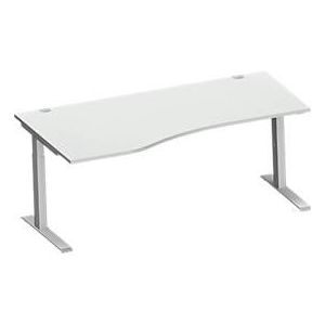 Schäfer Shop  Genius Bureautafel in vrije vorm MODENA FLEX, C-poot rechthoekige buis, B 1800 mm, aanbouw links, lichtgrijs/blank aluminium