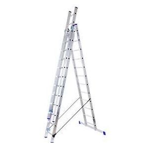 Multifunctionele ladder SZ metaal, 3-delig, met 3 x 12 sporten, tot 150 kg, EN 131, dwarsbalk, spreiderbeveiliging, aluminium