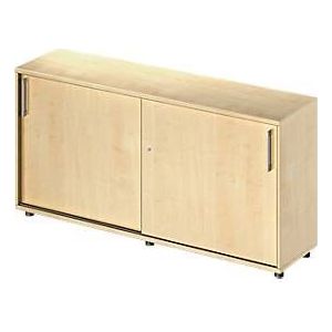 Schäfer Shop Genius Schuifdeurkast TETRIS WOOD, 2 OH, B 1600 x D 421 x H 800 mm, hoogte inclusief glijders, ahorn decor