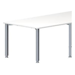 Schäfer Shop  Genius Vergadertafel MODENA FLEX, in hoogte verstelbaar, trapeziumvorm, 4-poot vierkante buis, B 1600 x D 800 mm, wit