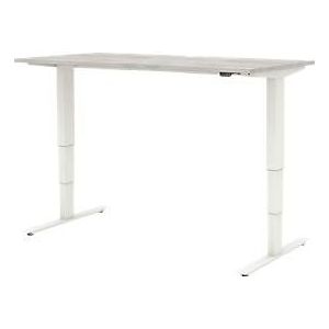 Bureau TEMPIO -  elektrisch in hoogte verstelbaar - B 1600 x D 700 x H 640-1280 mm - T-voet - beton/wit