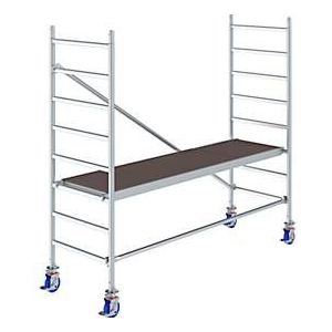 Aluminium rolsteiger KRAUSE Serie 10, 200 kg/m², TÜV-gekeurd, in hoogte verstelbare zwenkwielen, L 2500 x B 750 x H 3000 mm