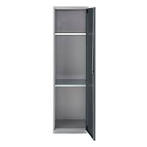 Schäfer Shop Genius reinigingsmiddelenkast FS, modulair, afzonderlijk uittrekbaar, 2 legborden, tot 250 kg, B 545 x D 520 x H 1950 mm, staal, blank aluminium/antracietgrijs
