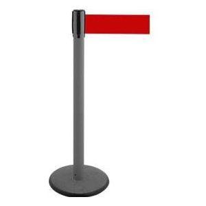 Afzetpaal met trekband GLA 29, antraciet, trekband rood