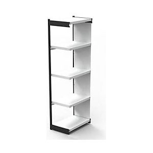 Stalen rek PROGRESS 2000, open hoekkast bouwdeel, achterwand, H 1900 x B 400 + D 600 mm, zilveren frame