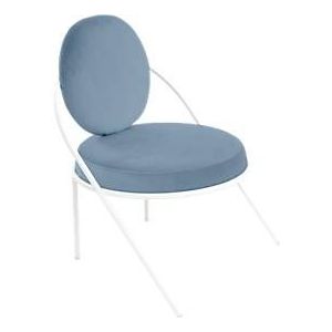 Fauteuil Saturne Meet by Paperflow - 1 zits - B 700 x D 730 x H 880 mm - stalen buis wit - kunstleer blauw