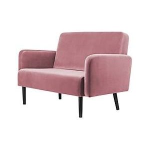 Tweezitsbank meet® van Paperflow LISBOA, roze fluwelen bekleding, zwart onderstel, B 1240 x D 815 x H 830 mm