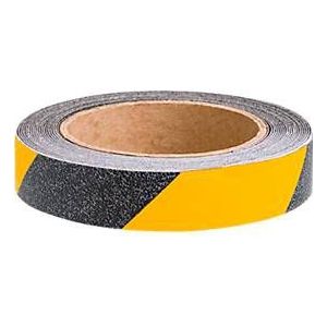 Antislip-tape CleanGrip, 50 mm x 25 m, zelfklevend, Slipweerstand R 11 volgens DIN 51130, zwart-geel, 1 rol