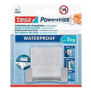 tesa Powerstrips Waterproof duohaakje Zoom, van rvs, voor vochtige ruimtes, max. 3 kg
