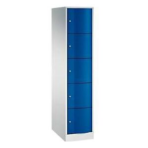 C+P Resisto lockerkast, 1 vak, 5 vakken, B 396 x D 640 x H 1950 mm, lichtgrijs/ gentiaanblauw