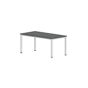 Bureautafel NEVADA, 4-poot, rechthoek, ronde buis, B 1600 x D 800 x H 740 mm, donkergrijs/wit